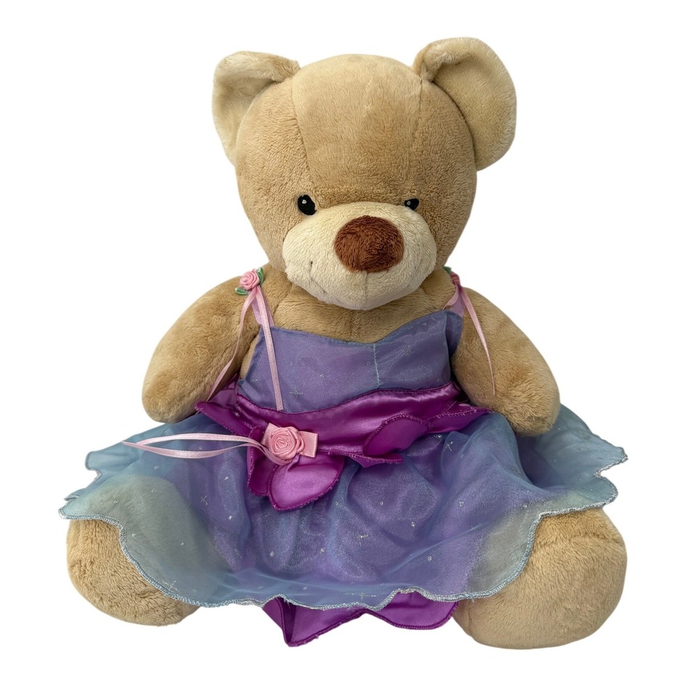 Build-A-Bear Plush Teddy Bear Ballerina Fairy Purple Blue Dress 16in Asthma Safe